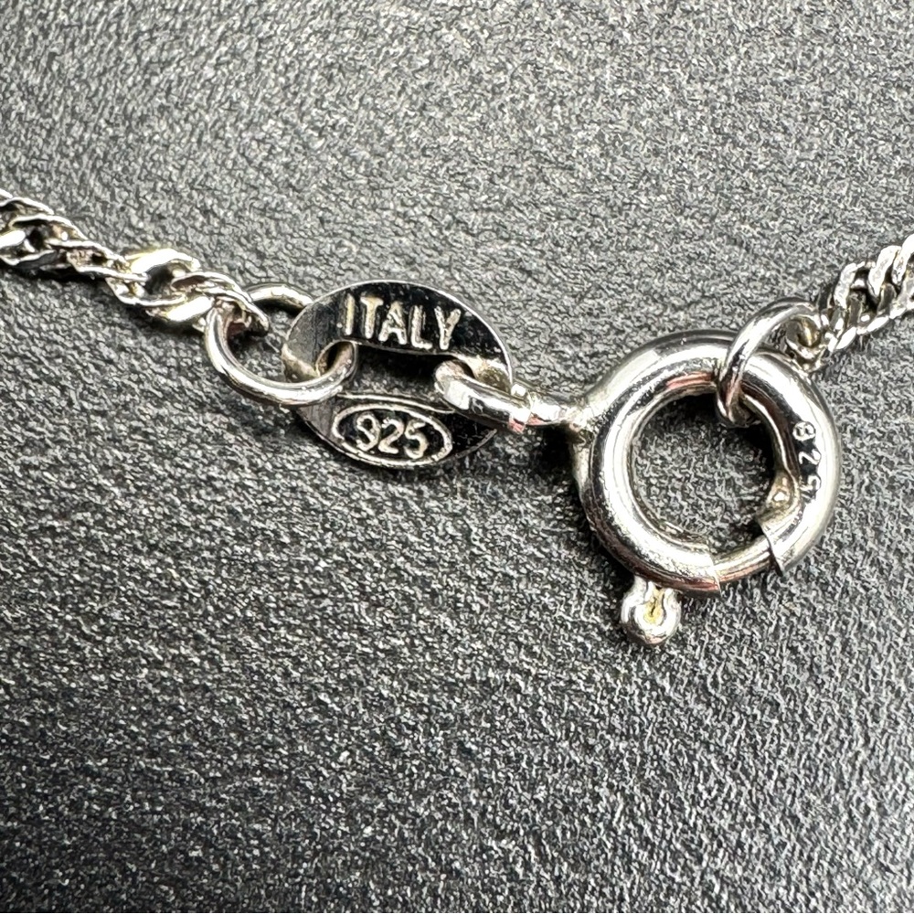 925 Sterling Silver Singapore Chain Multi-stone Heart Pendant Necklace - Picture 14 of 15